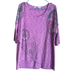 Desigual Purple Long Sleeve Top with Artistic Patterns